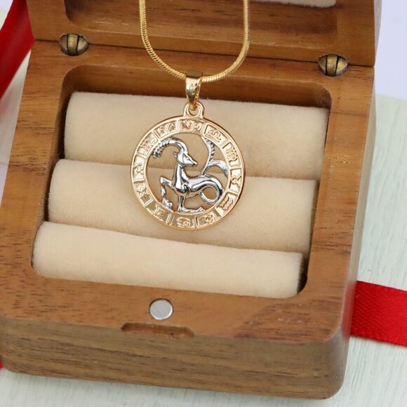 "Rose Gold Capricorn Zodiac Pendant with Elegant Goat Symbol Design, XPPT1452 - Picture 9 of 12